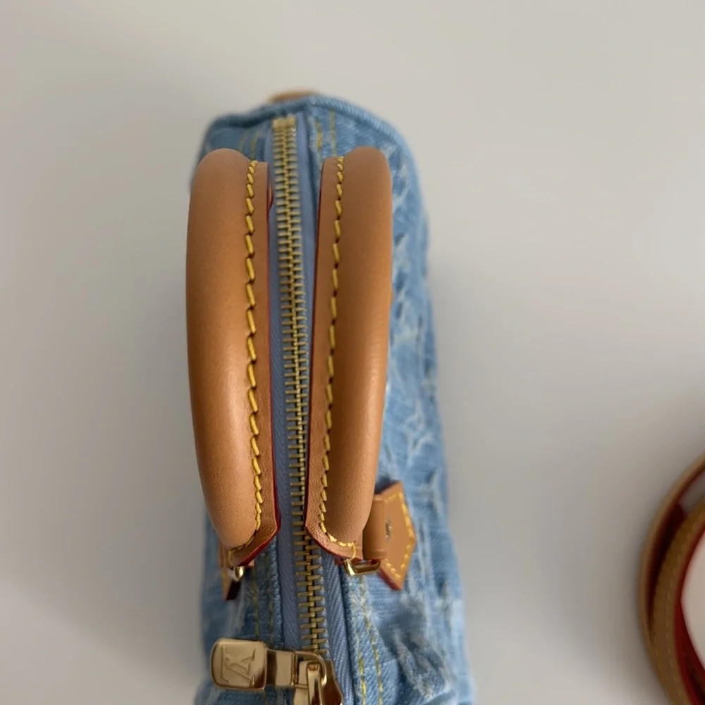 Louis Vuitton *Like NEW *Limited Edition* Nano Mini Denim Speedy Bag with Strap - Picture 7 of 17